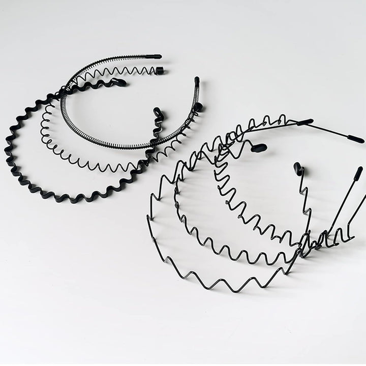 Metal Headbands for Men Fashion Headband for Women, Unisex Wavy Hair Bands Outdoor Sports Head Bands Simple Elastic Non-Slip Hair Accessories (6 Pack)