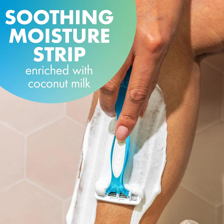 Soleil 4 Women'S Disposable 4 Blade Razors, Flexible Blades for a Closer Shave, 3-Pack