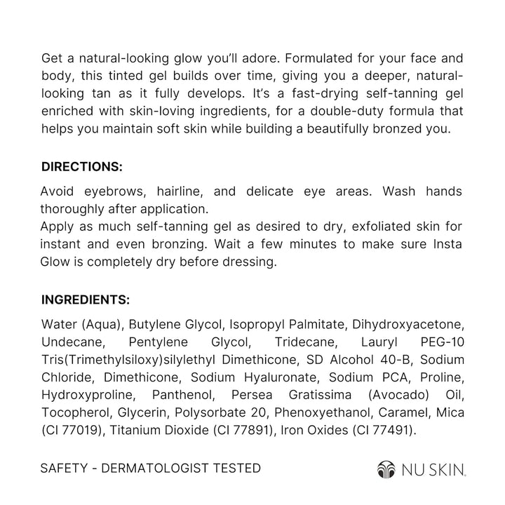 Sunright Insta Glow Self Tanner Gel | 4.2 Oz | Summer Tan | Face & Body Bronzer | Beauty & Skin Care | Vitamin E & Avocado Oil & Amino Acids