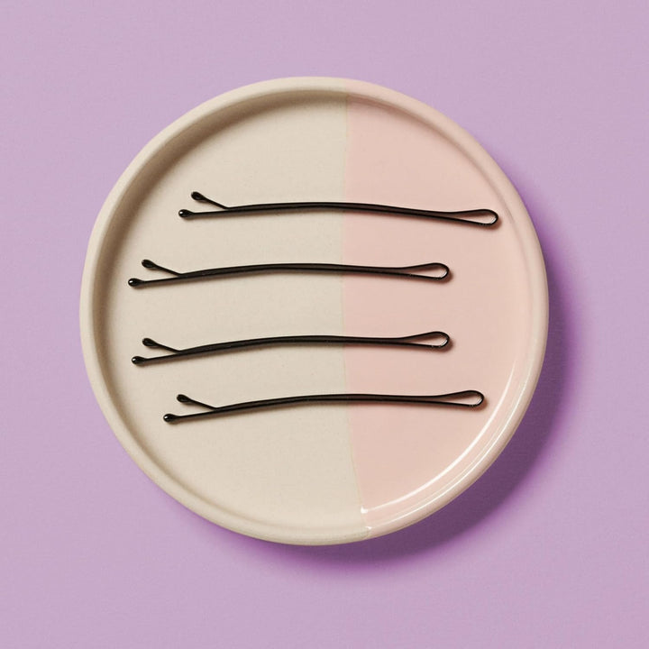 2.5” Curved Black Bobby Pins for Women, Girls, Salon, Hairdressing, Rollers, Long and Thick Hair, Large Flat Hair Pins with Ball Tips for Securing Updos, Flyaways, 40 Count