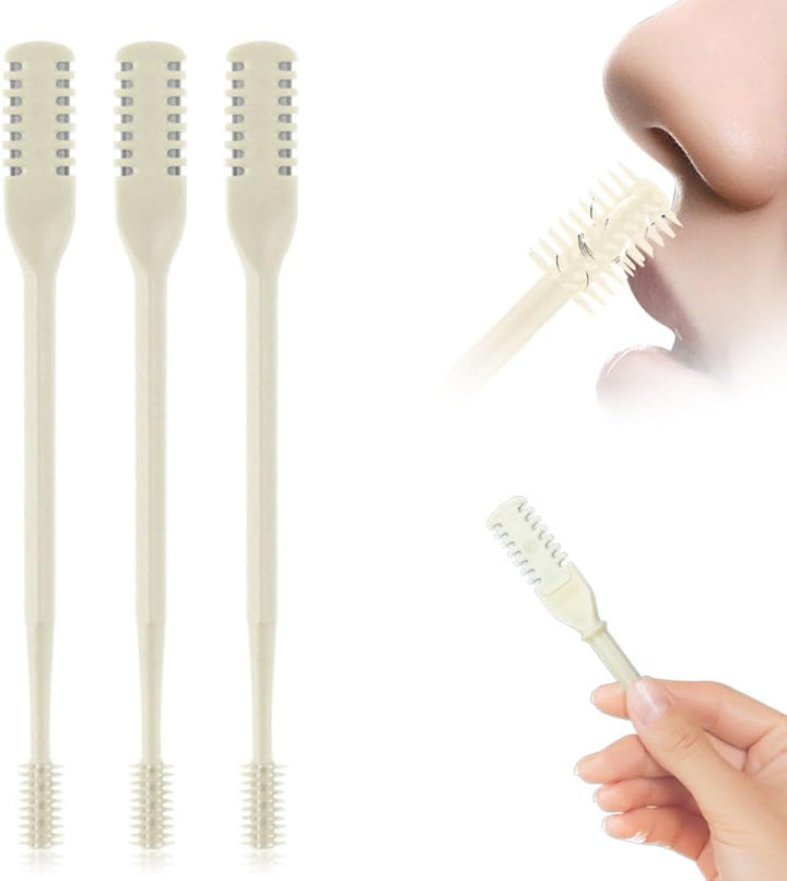 2-In-1 Nasal Hair Cutter, 2025 New Double Sided Nose Hair Knife, Portable Nostril Hair Remover Tool, 360° Rotating Nose Hair Trimmer with Ear Picker for Women and Men (Blue, 3 PCS)
