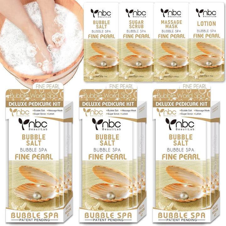 Pedicure Kit Foot Soak Set: Bubble Salt, Sugar Scrub, Massage Mask, Massage Lotion in a Box, 4 Step Foot Spa Kit for Dry Feet,Tired Feet（1 Set Lavender)