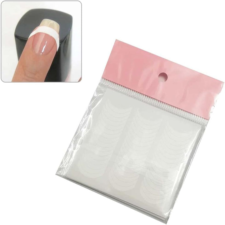 576Pcs 12 Sheets French Nail Self-Adhesive Stickers Stencils Manicure Nail Tips Smile Line Guide for Women Girls - Moon Shape Design