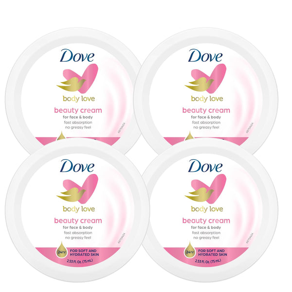 Nourishing Body Care, Face, Hand, and Body Beauty Cream for Normal to Dry Skin Lotion for Women with 24-Hour Moisturization, 4-Pack, 2.53 Oz Each Jar