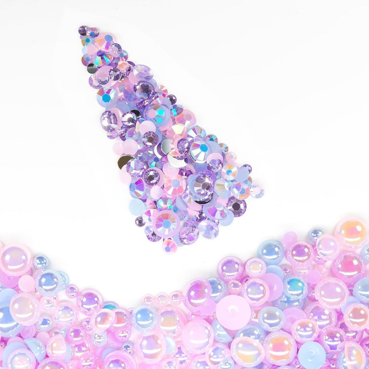 51G White Half Pearls for Crafting 4Mm 5Mm 6Mm 8Mm 10Mm Mix Sizes Pure White Flatback round Beads Charms for Nails Face Eyes Makeup Tumblers Bottles DIY Crafts Bedazzling Clothes Shoes Phones