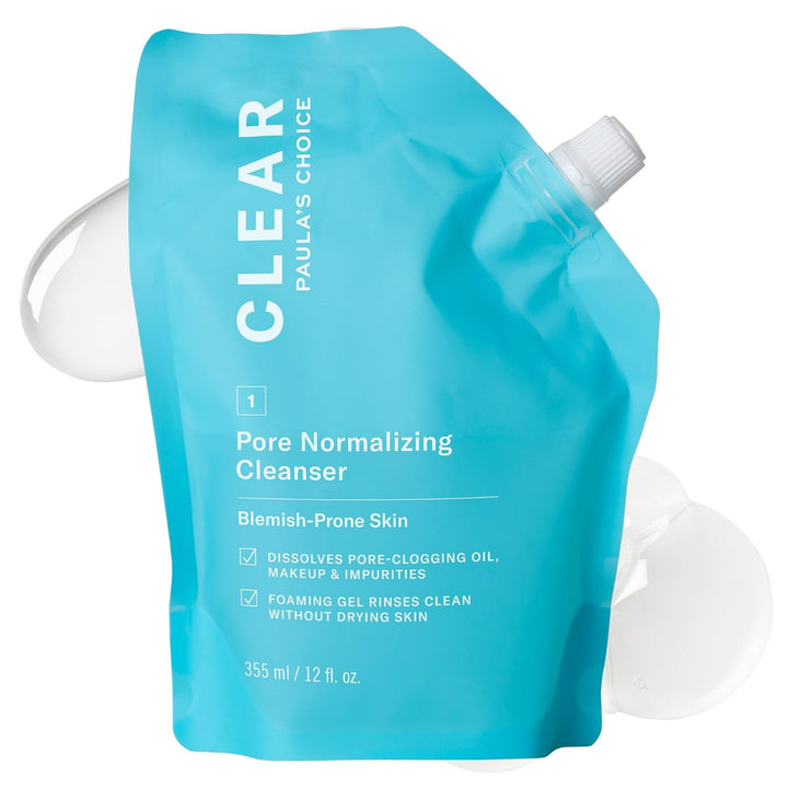 CLEAR Pore Normalizing Facial Cleanser, Acne Daily Face Wash, Salicylic Acid Face Cleanser for Clogged & Enlarged Pores, Redness & Blackheads, Fragrance Free