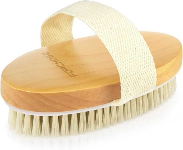 Dry Brushing Body Brush, Natural Bristle Dry Skin Exfoliating Brush Body Scrub for Flawless Skin, Cellulite Reduction, Lymphatic Drainage and Blood Circulation Improvement