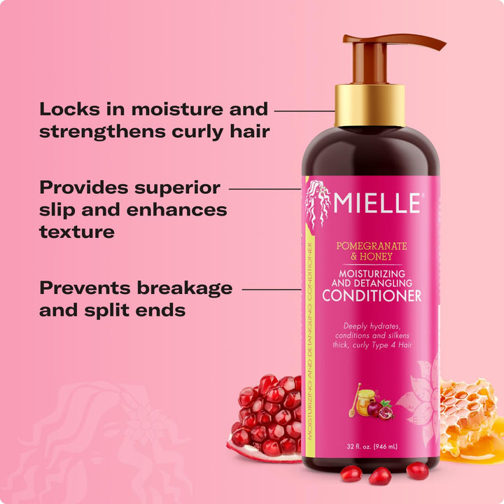 Pomegranate & Honey Detangling Conditioner for Curly Hair - Deep Moisturizing Conditioner to Help Strengthen Strands, Prevents Breakage and Split Ends & Improves Hydration (12 Fl Oz)