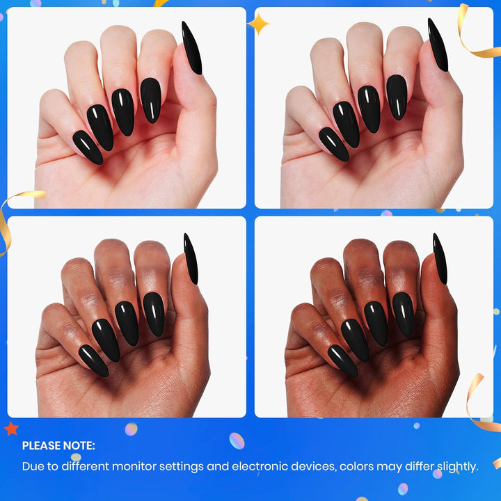 Beetles Black Gel Polish, 1 Pcs 15Ml Audrey Black Nail Polish Color Gel Nail Polish Halloween Nails Soak off Art Manicure Salon DIY Uv Lamp Nail Design Decoration at Home