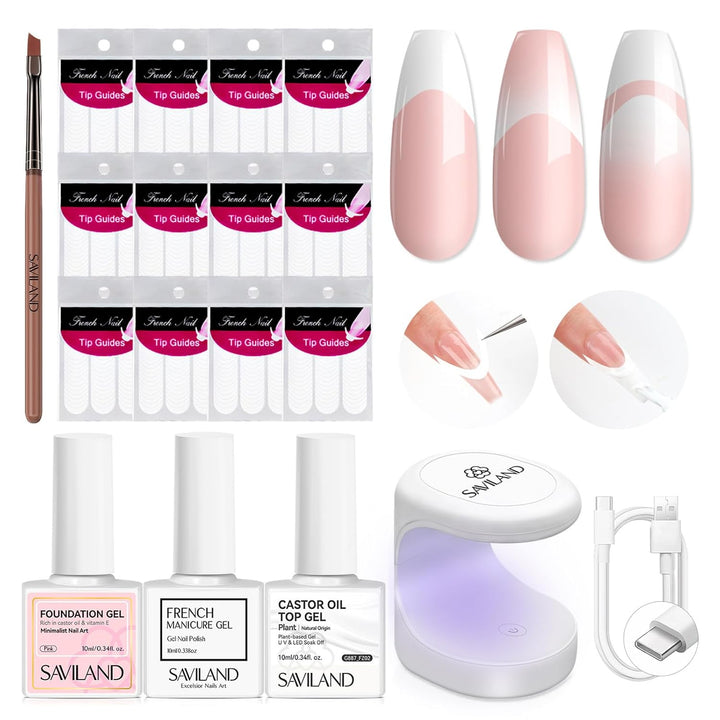 French Tip Nail Stamp - 4PCS Nail Art Stamper Kit Clear Silicone Nails Stamping Long & Short Jelly Stamper with Scrapers Nails Stamper Kit for French Manicure Nail Art Home DIY Salon