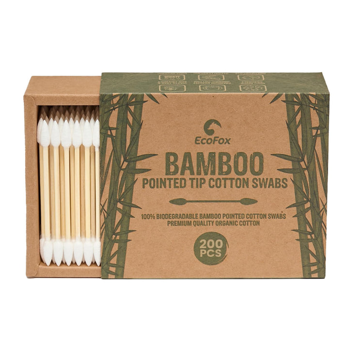 Bamboo Cotton Swabs 500 Count | Biodegradable & Organic Cotton Buds | Double Tipped Sticks | 100% Eco-Friendly & Natural | Perfect for Makeup & Nail Applications, Arts & Crafts, Removing Dust & Dirt…