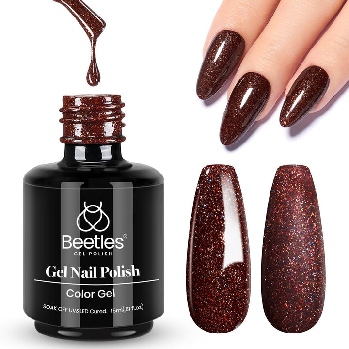Beetles Black Gel Polish, 1 Pcs 15Ml Audrey Black Nail Polish Color Gel Nail Polish Halloween Nails Soak off Art Manicure Salon DIY Uv Lamp Nail Design Decoration at Home