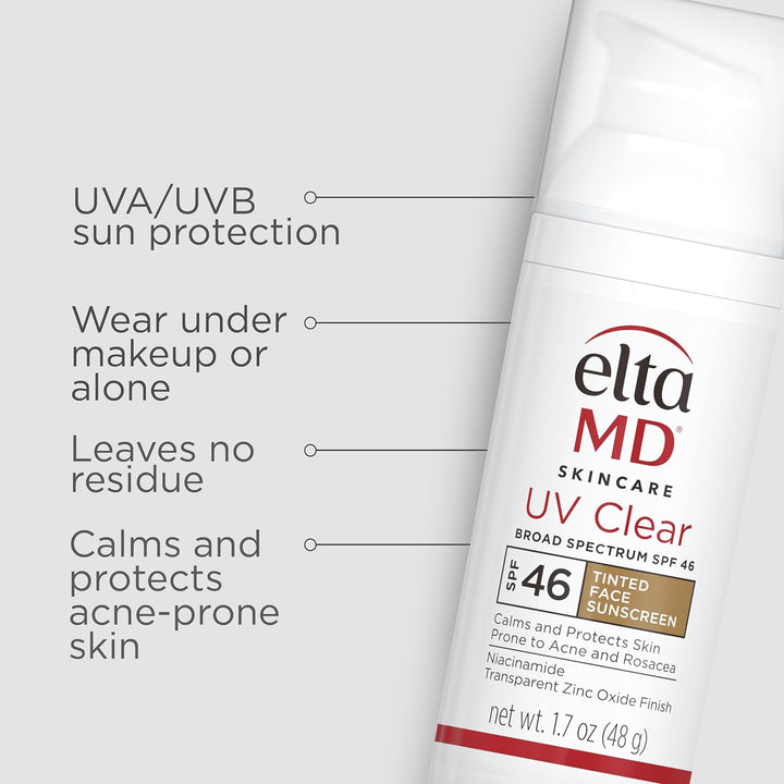 UV Clear Tinted Face Sunscreen, SPF 46 Oil- Free with Zinc Oxide, Dermatologist Recommended