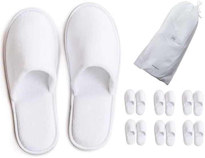 Spa Slippers 6-12 Pairs, Unisex Disposable Slippers Closed Toe Washable, Reusable, Bridal, Indoor, House, Bathroom, Bedroom, Hotel, for Guest
