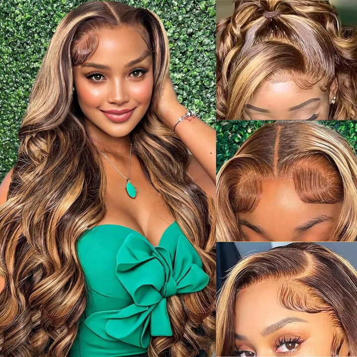 13X6 Body Wave Pre Plucked Human Hair HD Transparent Lace Front Wigs, 180% Density Glueless Lace Frontal Wigs with Baby Hair for Women, 26 Inch