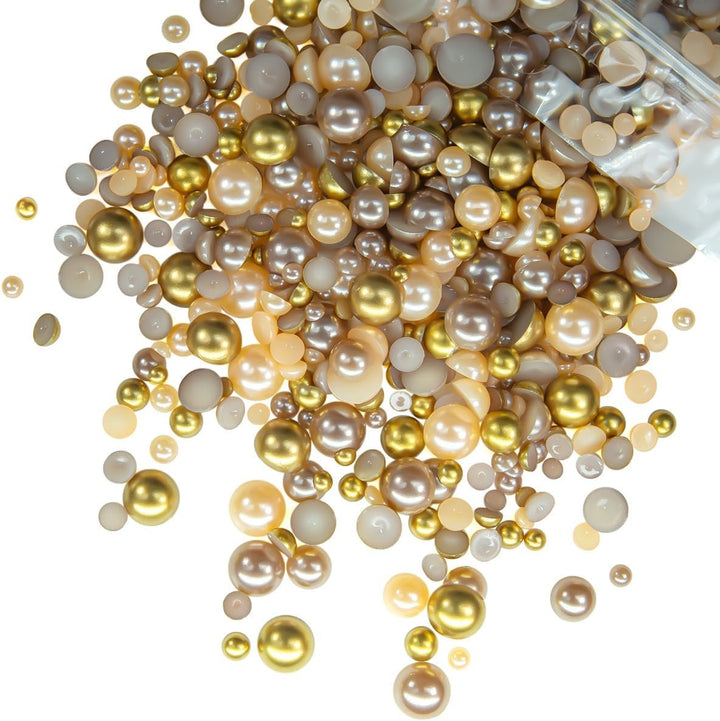 51G White Half Pearls for Crafting 4Mm 5Mm 6Mm 8Mm 10Mm Mix Sizes Pure White Flatback round Beads Charms for Nails Face Eyes Makeup Tumblers Bottles DIY Crafts Bedazzling Clothes Shoes Phones