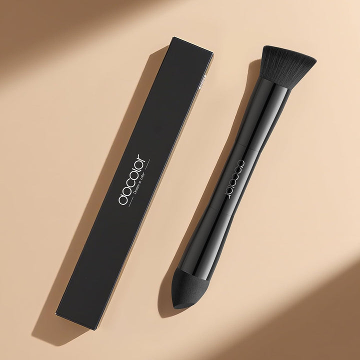 Dual-Ended Hairline Powder Brush, Hair Contour Brush with Sponge Tip, Makeup Brush for Seamless Blending, for Hair Contouring, Root Touch-Ups, and Beard Coverage Vegan & Cruelty-Free