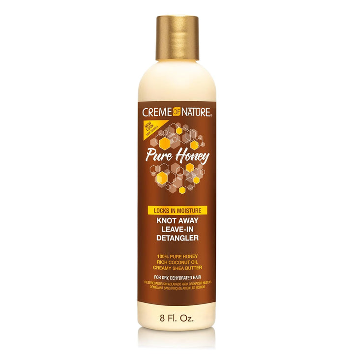 Pure Honey Knot Away Leave-In Detangler, Instantly Detangles & Improves Manageability, with Coconut Oil & Shea Butter, for Dry, Dehydrated Hair, 8 Oz