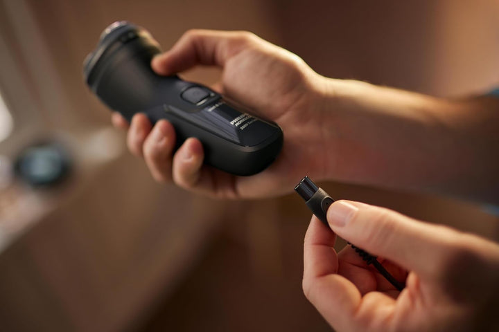 Shaver 2400 Series, Wet and Dry Electric Shaver, Pop-Up Trimmer, P-Cap, Deep Black, Model X3001/90