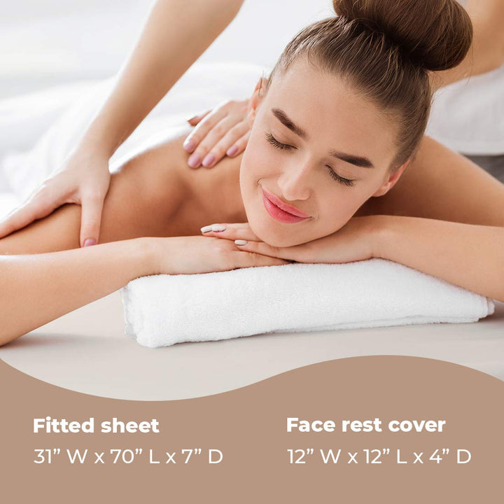 Waterproof Massage Table Cover, Protective Spa Treatment Sheet Set for Massage Tables, Machine Washable, Includes Massage Fitted Sheet and Face Rest Cover, Natural