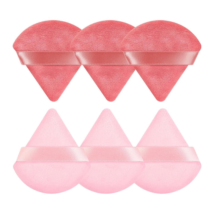 6 Pcs Powder Puff Face Soft Triangle Makeup Puff Velour Makeup Sponge Stocking Stuffers for Loose Powder (Black)