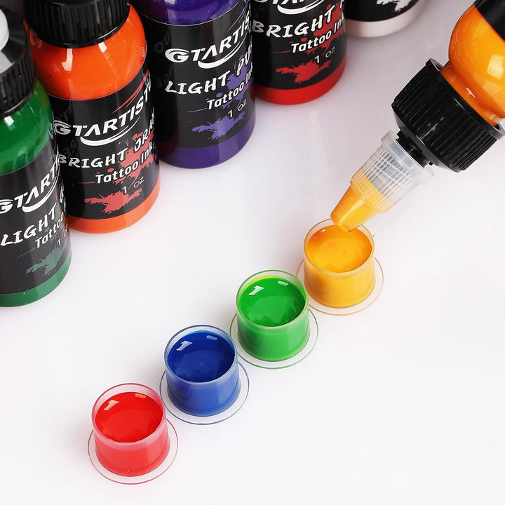 Professional Tattoo Ink Set 14 Colors 1OZ (30Ml) Vegan-Friendly Pigment Tattoo Ink Supplies Ink...