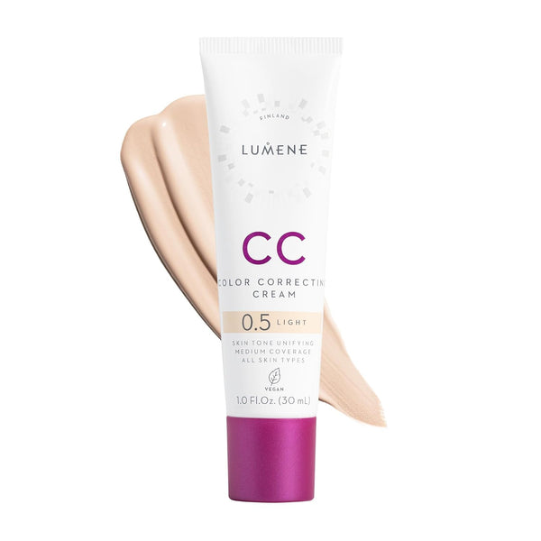 Color Correcting CC Cream - Lightweight Foundation - Medium Coverage - Redness Reducing Face Makeup for a Glowing Complexion - Vegan Formula + Suitable for All Skin Types - Light (1 Fl Oz)