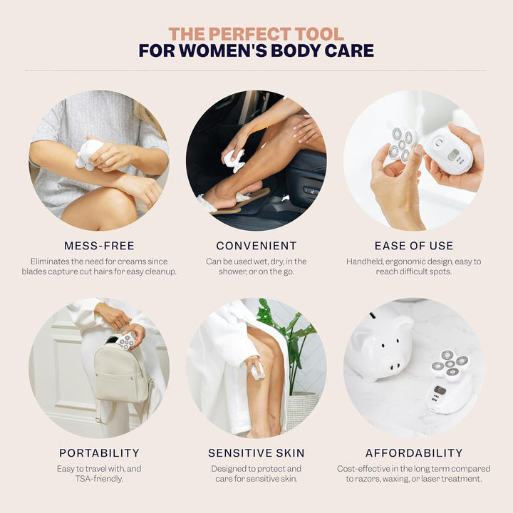 Flexseries Electric Razor for Women - Silk Smooth Legs, Body Hair, & Pubic Shaver - for Private Area, Sensitive Skin, Bikini Trimmer