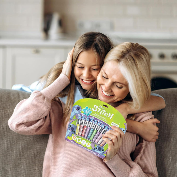 Disney Stitch 10 Piece Plant Based Lip Gloss, Girls Party Favors, First Makeup Set for Girl, Perfect for Parties, Sleepovers, and Birthday Gifts, Ages 3+, by