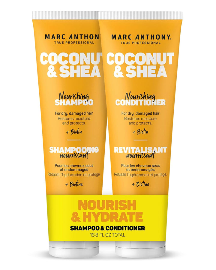 Shampoo and Conditioner Set, Grow Long Biotin - Anti-Frizz Deep Conditioner for Split Ends & Breakage - Vitamin E, Caffeine & Ginseng for Curly, Dry & Damaged Hair
