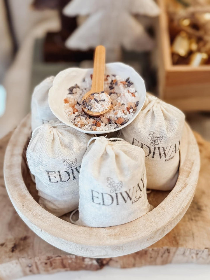 Sleepy Blend Set of 5 Soothing Aromatherapy Rosemary and Lavender Bath Teas with Epsom and Himalayan Pink Salts, Essential Oils, Coconut Milk Powder, Oats, and Dried Florals | Relaxing Gift Idea