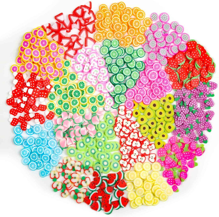 16000 Pcs Fruit Nail Art Slices,  20 Styles Fruit Slime Charms Fimo Slices 3D Polymer Slices for Slime, Lip Gloss Making Supplies Resin and Nail Art Decorations