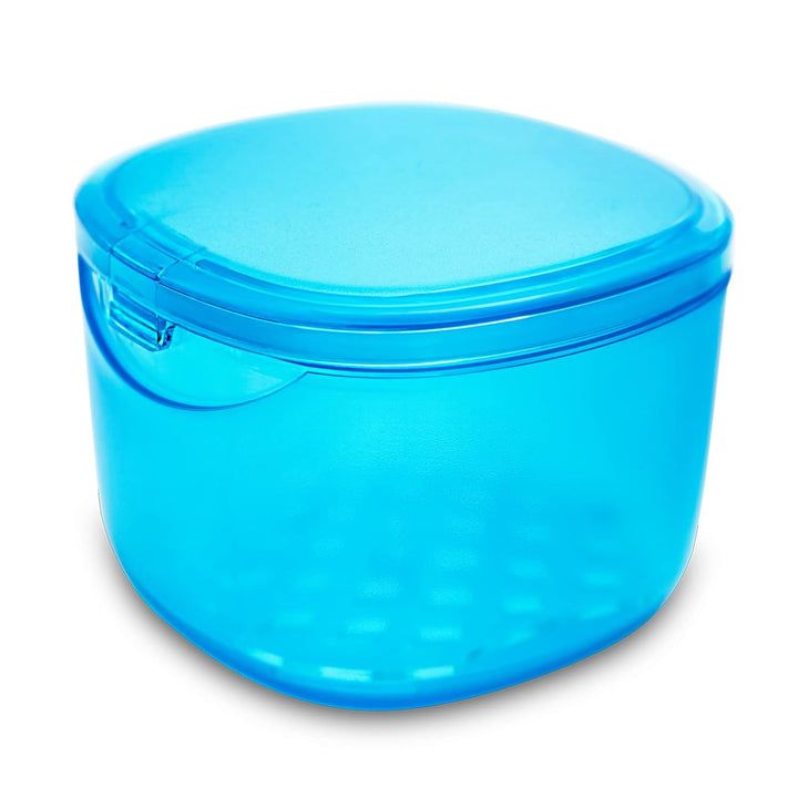 Upgraded Denture Bath Box Cup, No-Leak Denture Case,Retainer Cleaning Box, Complete Clean Care for Dentures, Clear Braces, Mouth Guard, Night Guard & Retainers (Transparent Grey)