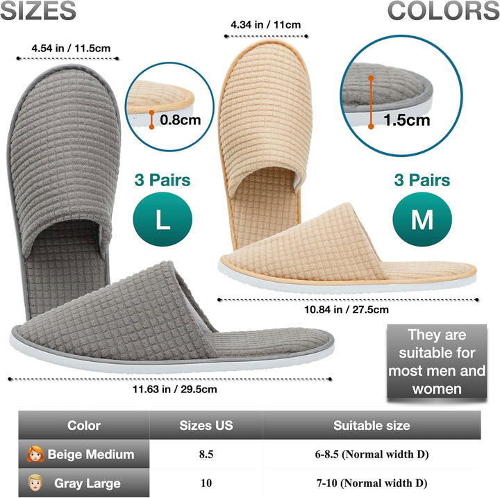 6-10 Pairs Spa Slippers, Non Slip Disposable Slippers for Guest, Washable Reusable, Which Can Be Used as Women Men, House, Indoor, Bathroom, Bedroom, Hotel, Bride Slippers