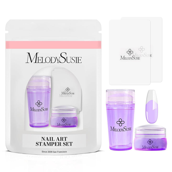 French Nail Stamper Kit, Silicone Stampers with Scrapers, 4PCS DIY Home Nail Design Salon, Clear