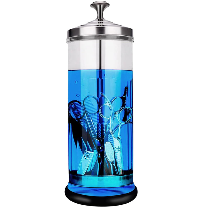 Disinfectant Sterilizer Jar - Durable Glass for Nail Tools and Barbershop Hair Stylist Tools (50 Oz /1500Ml)