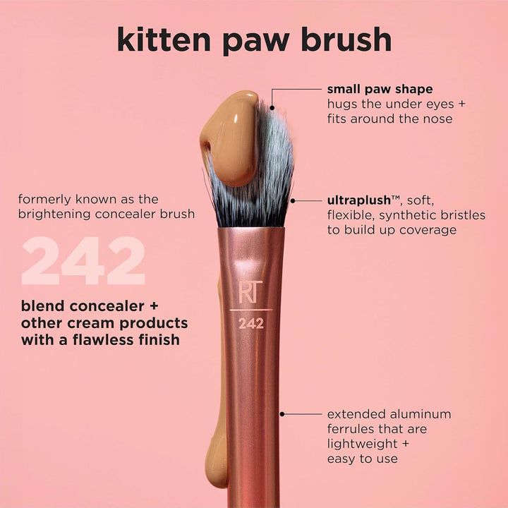 Brightening Concealer Makeup Brush, Viral Kitten Paw Brush Conceals under Eyes, & Imperfections, Cover Dark Circles, for Brightener & Concealer, RT 242 Brush, Cruelty-Free, 1 Count
