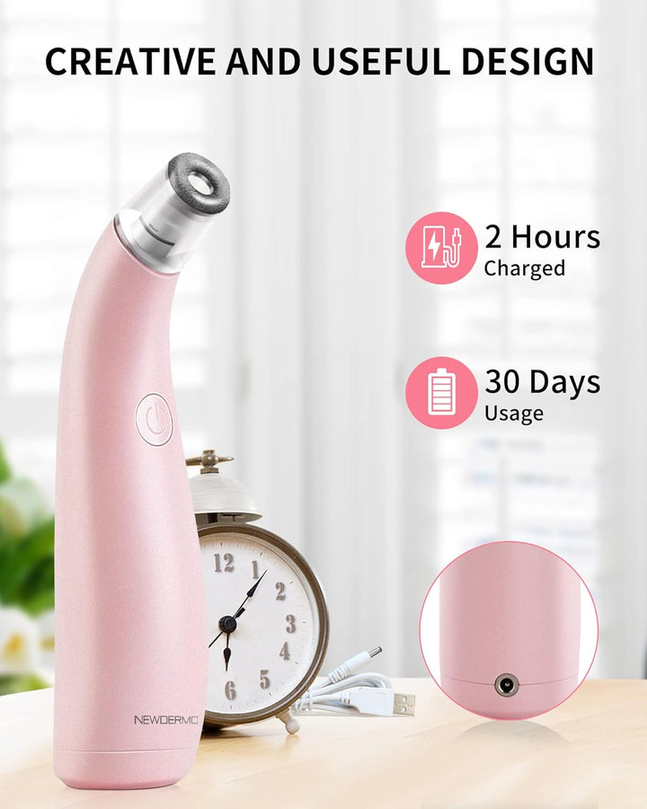 2-In-1 Microdermabrasion Machine for Facial, Diamond Microdermabrasion Device USB Rechargeable - Advanced Home Facial Treatment Machine (Pink)