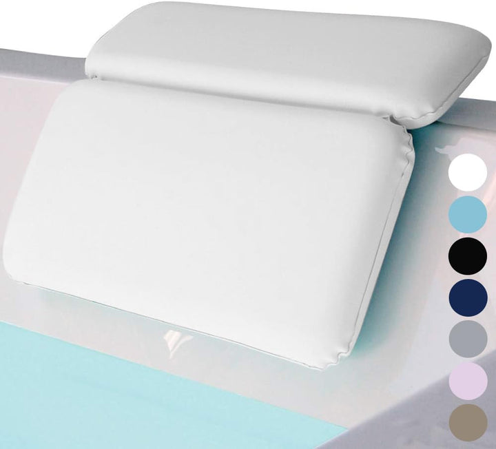 Bath Pillow for Tub, Improved Suction Cups, Luxury Bathtub Pillows, Headrest for Neck and Back Support, Relaxing Home Spa, Hot Tubs and Bathroom Essentials, Gifts for Women, 2 Panel White