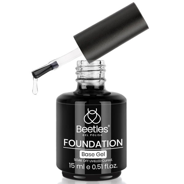 Beetles Gel Base Coat, 1Pcs 15Ml Base Gel Nail Polish Upgraded Formula Long-Lasting Soak off U V LED Lamp Needed DIY Home and Nail Salon Gifts for Women