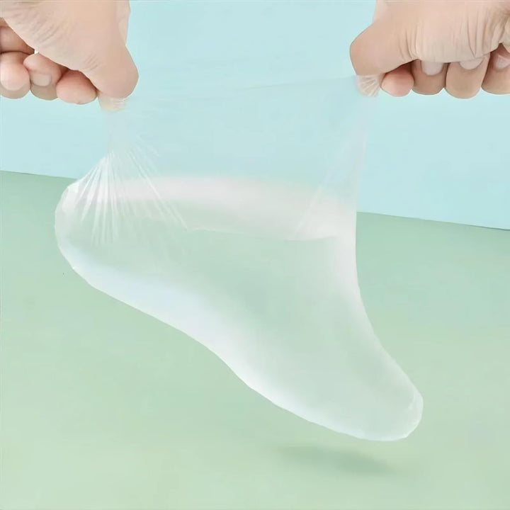 400-Pack Disposable Plastic Foot Covers for Feet – Leak-Proof Paraffin Wax Bath Liners, Moisturizing Socks for Pedicure, Spa, Cracked Heel Care & Shoe Trials (Includes Stickers for Secure Fit)