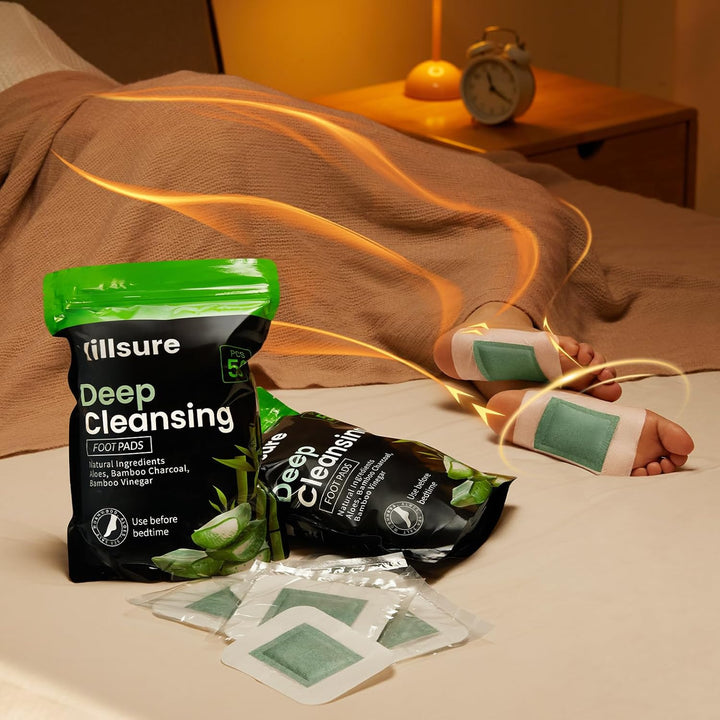 Deep Cleansing Foot Pads,50 Packs Bamboo Foot Pads. Use during Sleep to Improve Sleep and Support Body Cleansing. May Relieves Stress and Fatigue,It Is a Good Gift for Family Members.