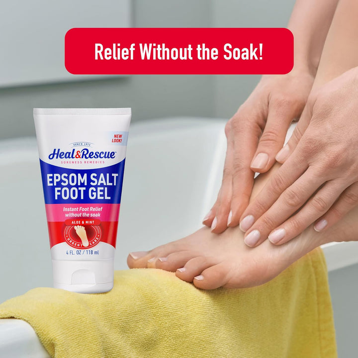 Epsom Salt Foot Gel, 4 Ounce, Soothing Relief for Painful, Tired, Aching Feet, Ditch the Foot Bath for Instant Relief