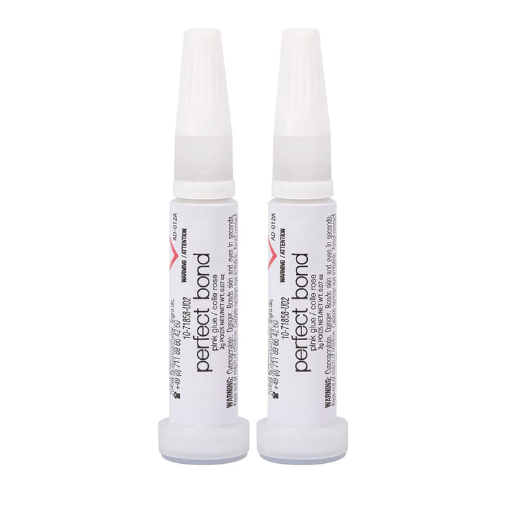 Perfect Bond Nail Glue, Super Strong, Durable, Easy to Apply Acrylic Nails, Press on Nails, Repairs Natural Nails, Quick Drying Nail Adhesive, Lasts 7 Days, Pink Tint, 2 G/0.07 Oz, 2 Pack