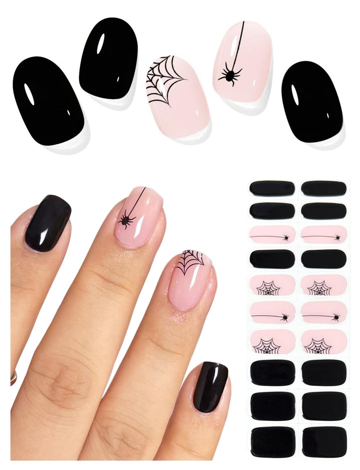 Semi Cured Gel Nail Strips (Burgundy Red), 20 Pcs Gel Nail Wraps, Stickers, UV Light Required, Salon Quality, Long Lasting