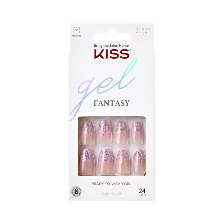 Gel Fantasy Press on Nails, Nail Glue Included, 'Aim High', Black, Short Size, Squoval Shape, Includes 28 Nails, 2G Glue, 1 Manicure Stick, 1 Mini File, 1 Adhesive Tab