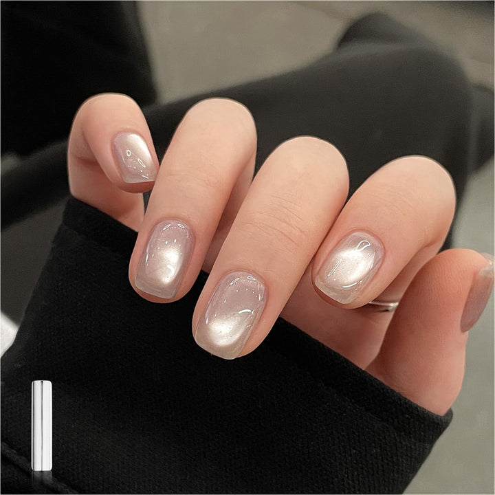 Glassy Cat Eye Gel Nail Polish, 16Ml Glitter Holographic UV Gel Polish with Magnet, Reflective Translucent, 2341 Silvery Moonlight