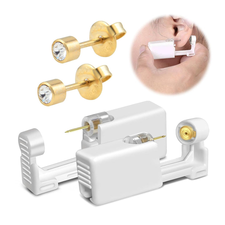 2 Pack Disposable Ear Piercer Safe Piercing Ear at Home Self Use Ear Piercing Gun Kit for Girl Women with Sterilized Ear Stud（205#）