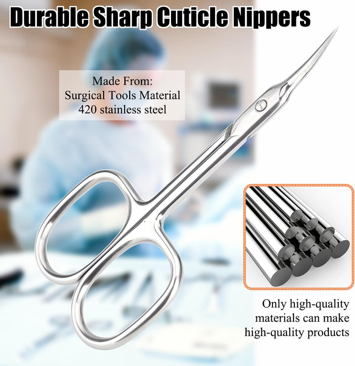 Cuticle Scissors, Extra Fine Tip, for Manicure and Pedicure, Gifts for Men Women