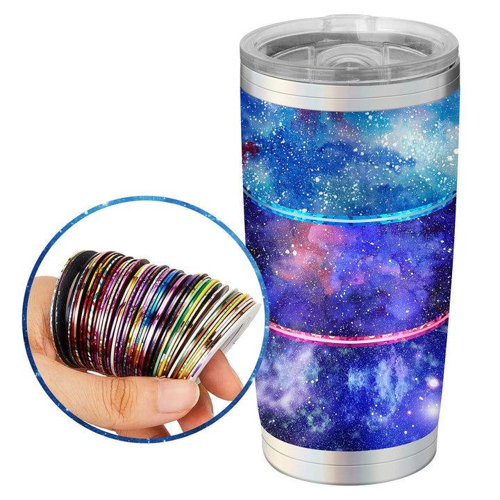 138 Rolls Striping Tape for Tumblers Nail Tape Lines Holographic Pinstripe Decals 1 Mm 3 Mm Self Adhesive Glitter Striping with Dispenser Case for DIY Tumblers Nail Decoration Craft
